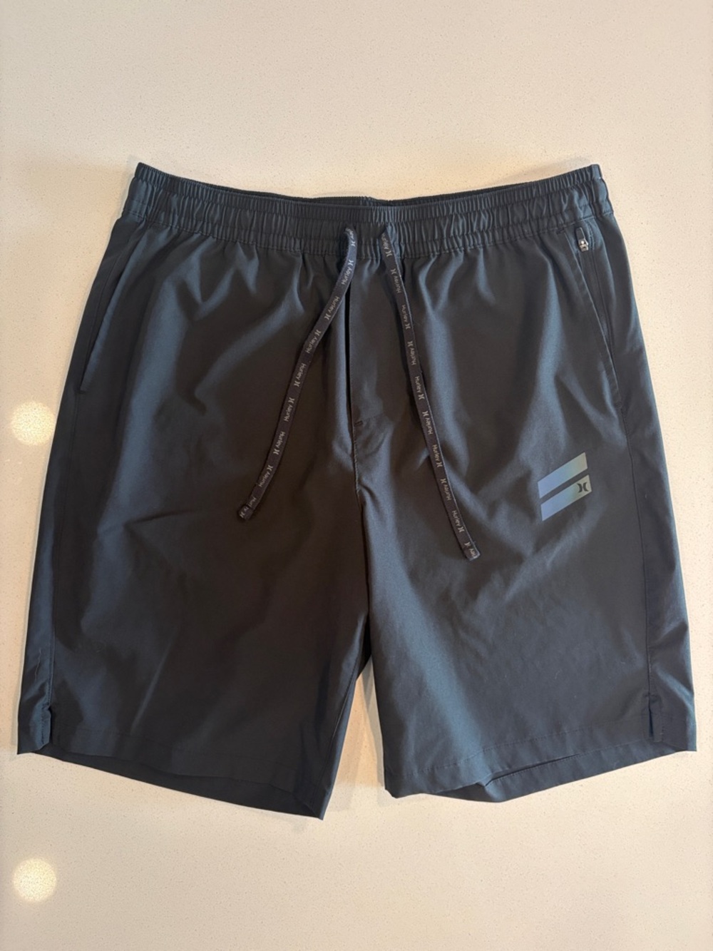 Hurley Black Athletic Shorts with Reflective Logo